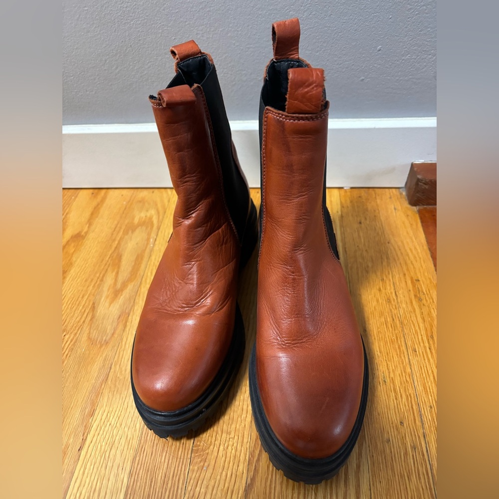 Miss Mooz Lizette antique brick Women's Brown Leather Ankle Boots size 38 - Picture 3 of 9